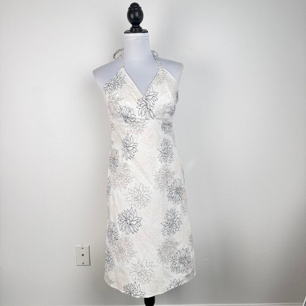White halter dress with black